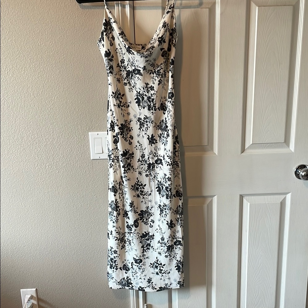 Floral Black and White Dress